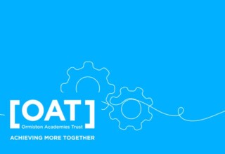 Ormiston Academies Trust (OAT) branded graphic on a blue background