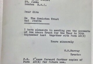 Scanned 1980 letter from the Ormiston Trust to the Charity Commissioners