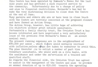 Scanned 1981 appeal document for the Robert Milne Child Care Nursery